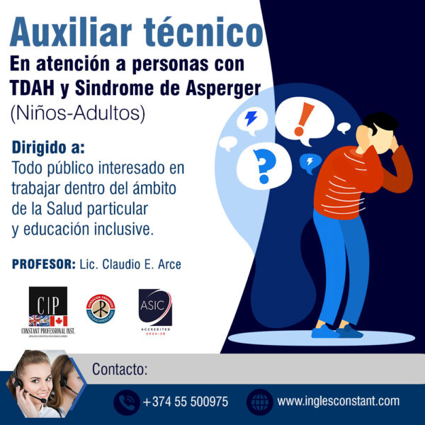 Auxiliar técnico en atención a personas con TDAH y Síndrome de Asperger